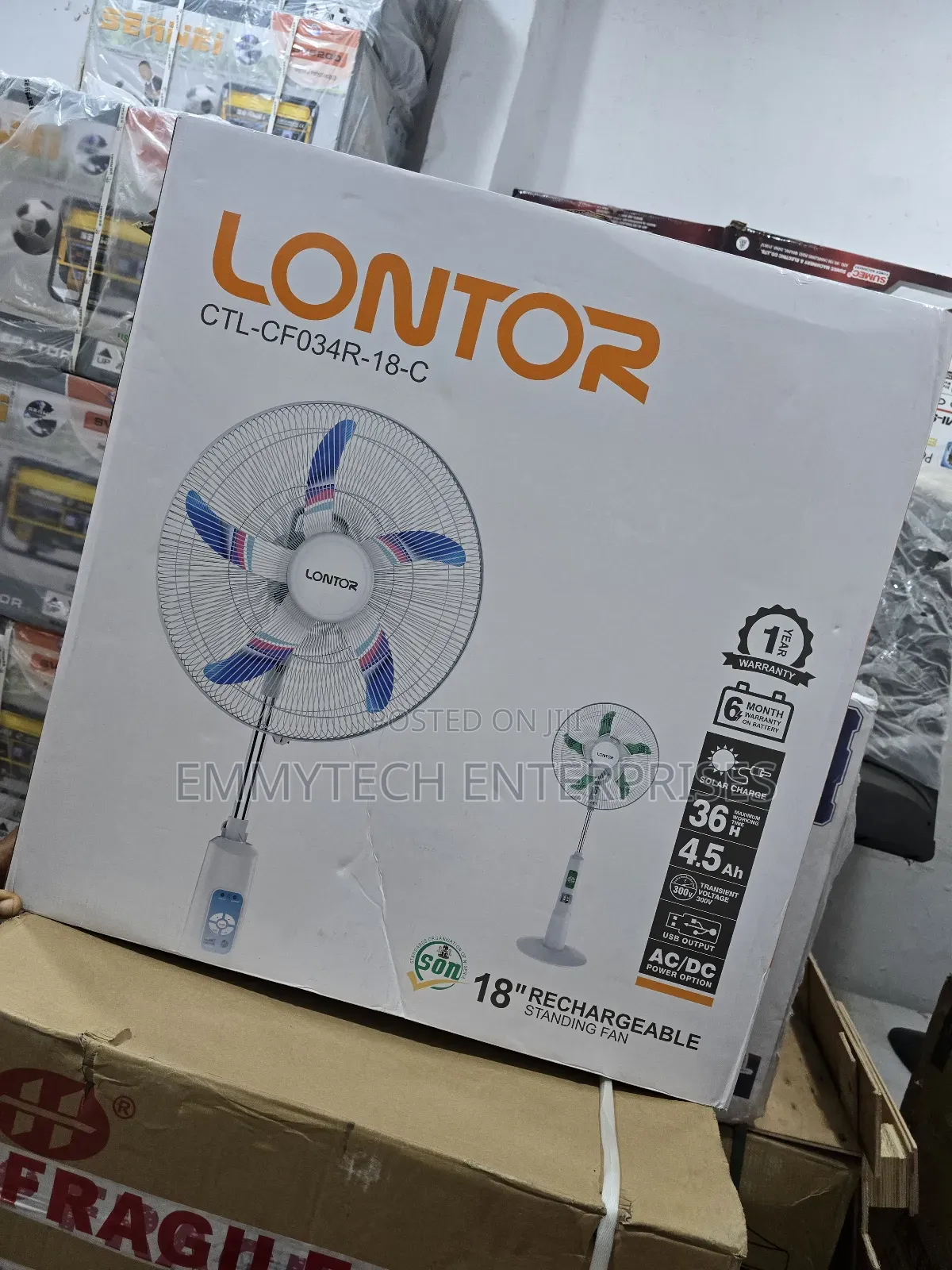 This Is Lontor 18inch Rechargeable Standing Fan
