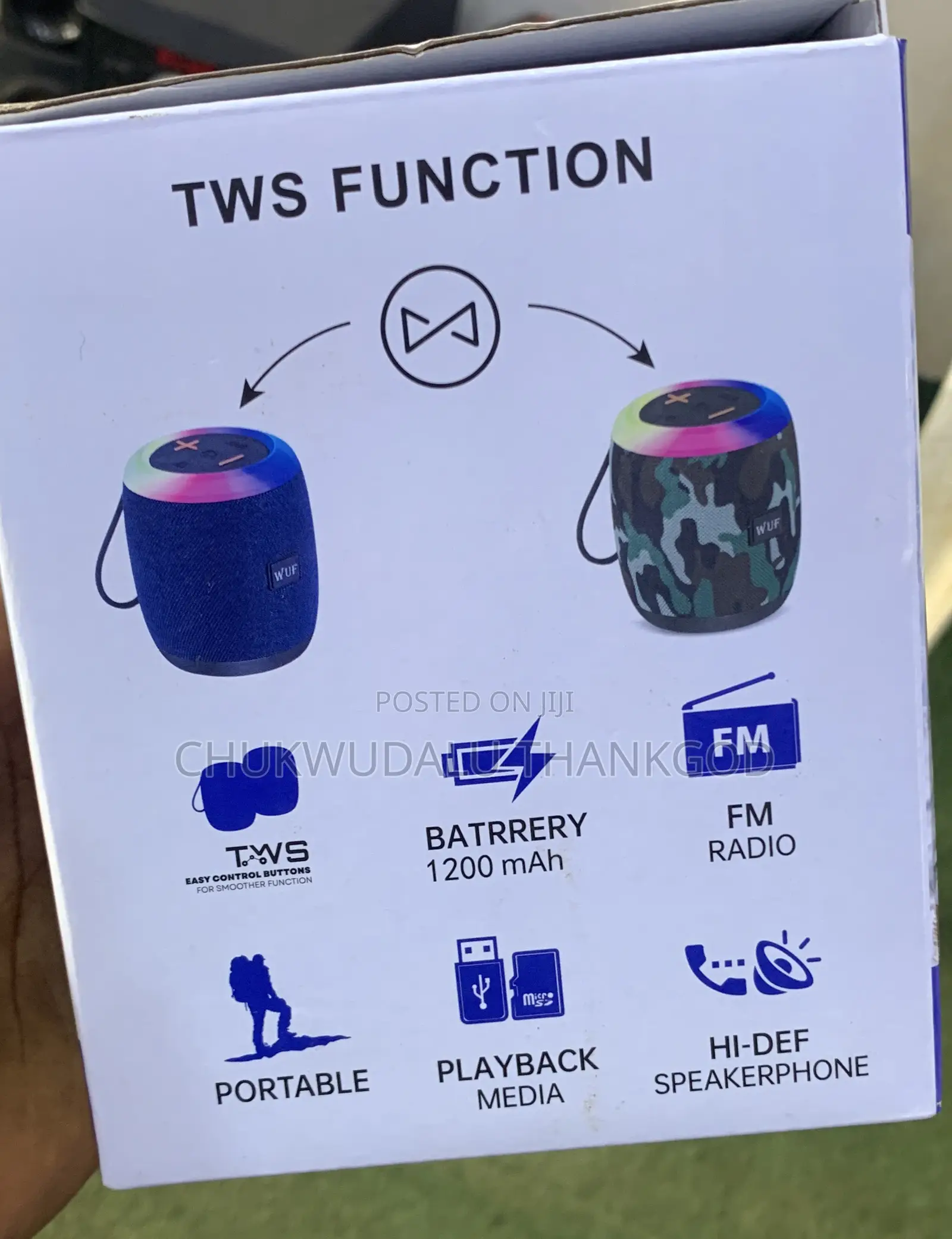 Wuf-W36 Portable Wireless Speaker, Working Time:2-4hrs