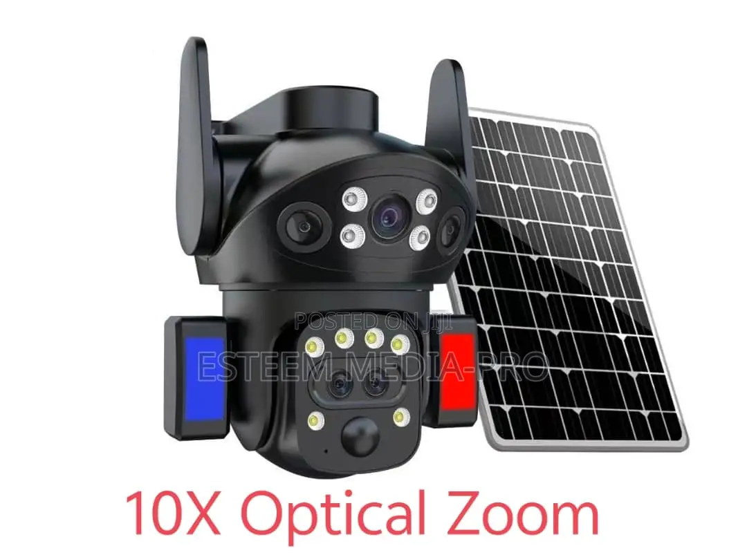  Uhd Solar Powered PTZ CCTV Camera Dual Lens