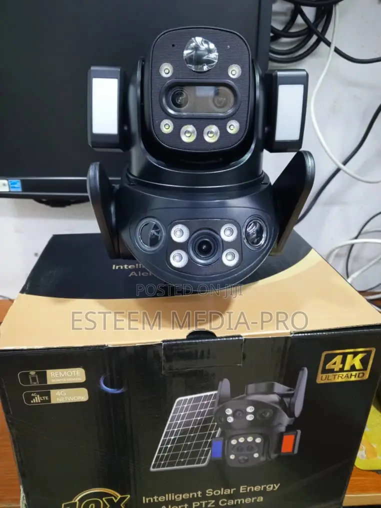  Uhd Solar Powered PTZ CCTV Camera Dual Lens