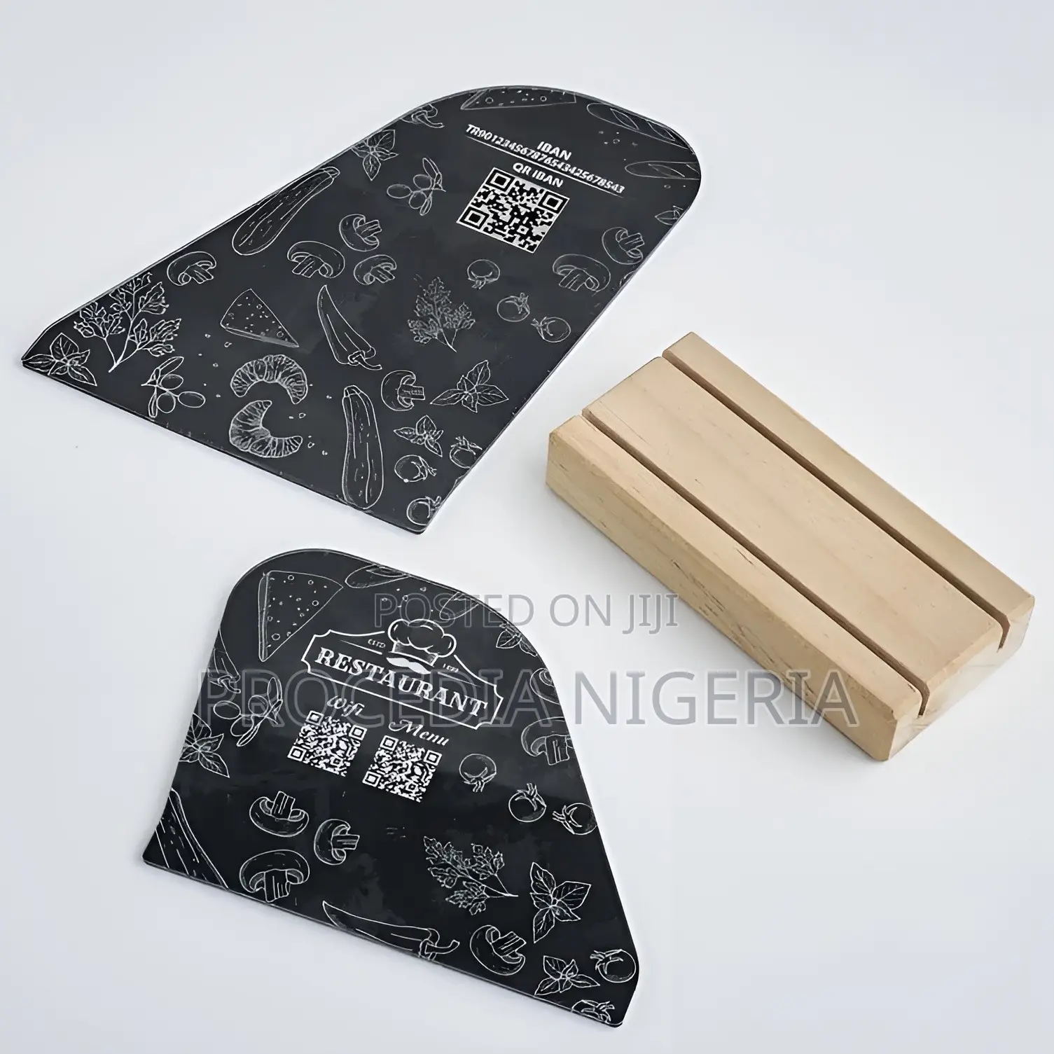 Table Signage & Serviette Holder, Wood Base Plexiglass