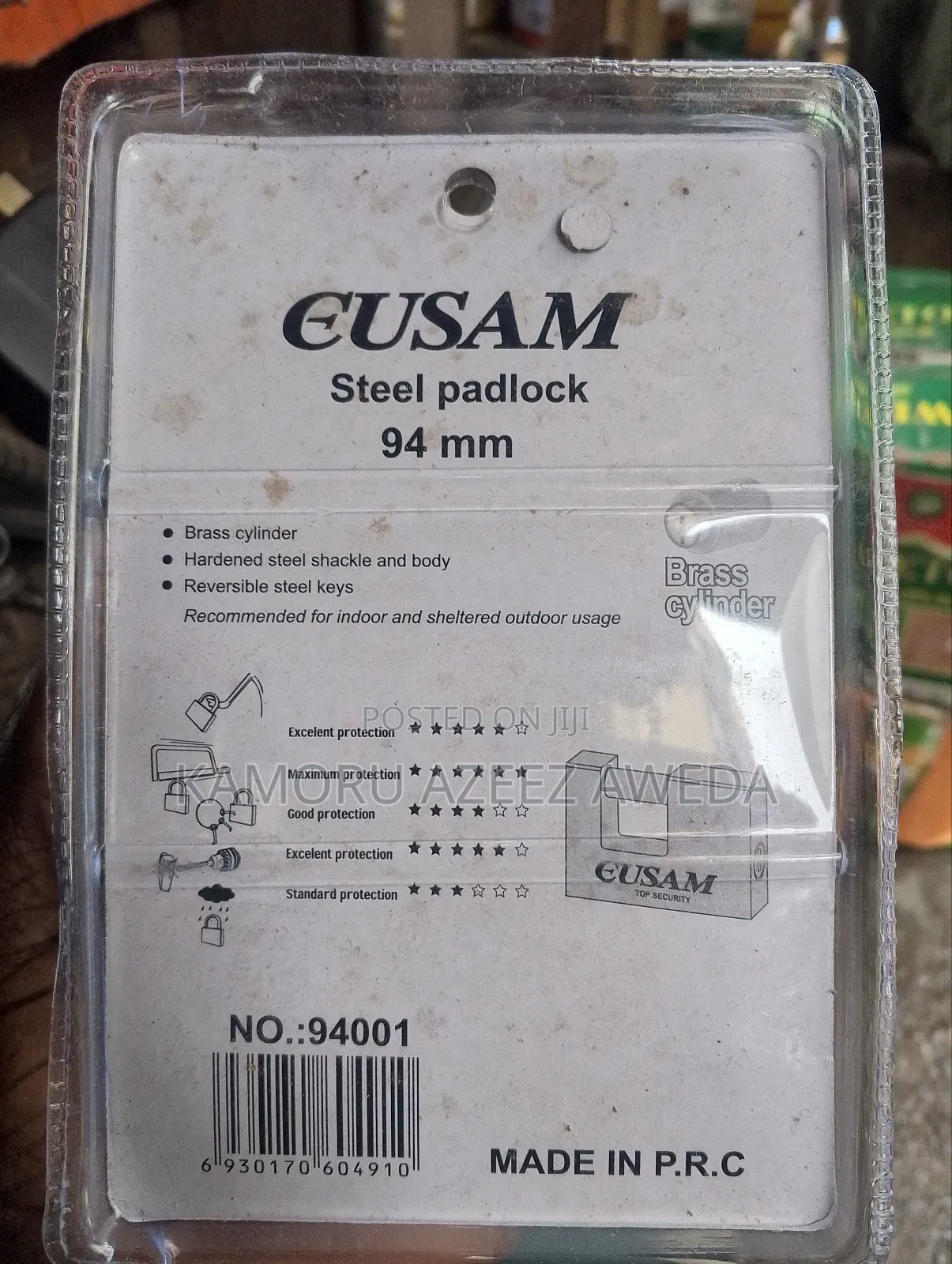 Eusam Padlock 94 Mm With Brass Cylinder