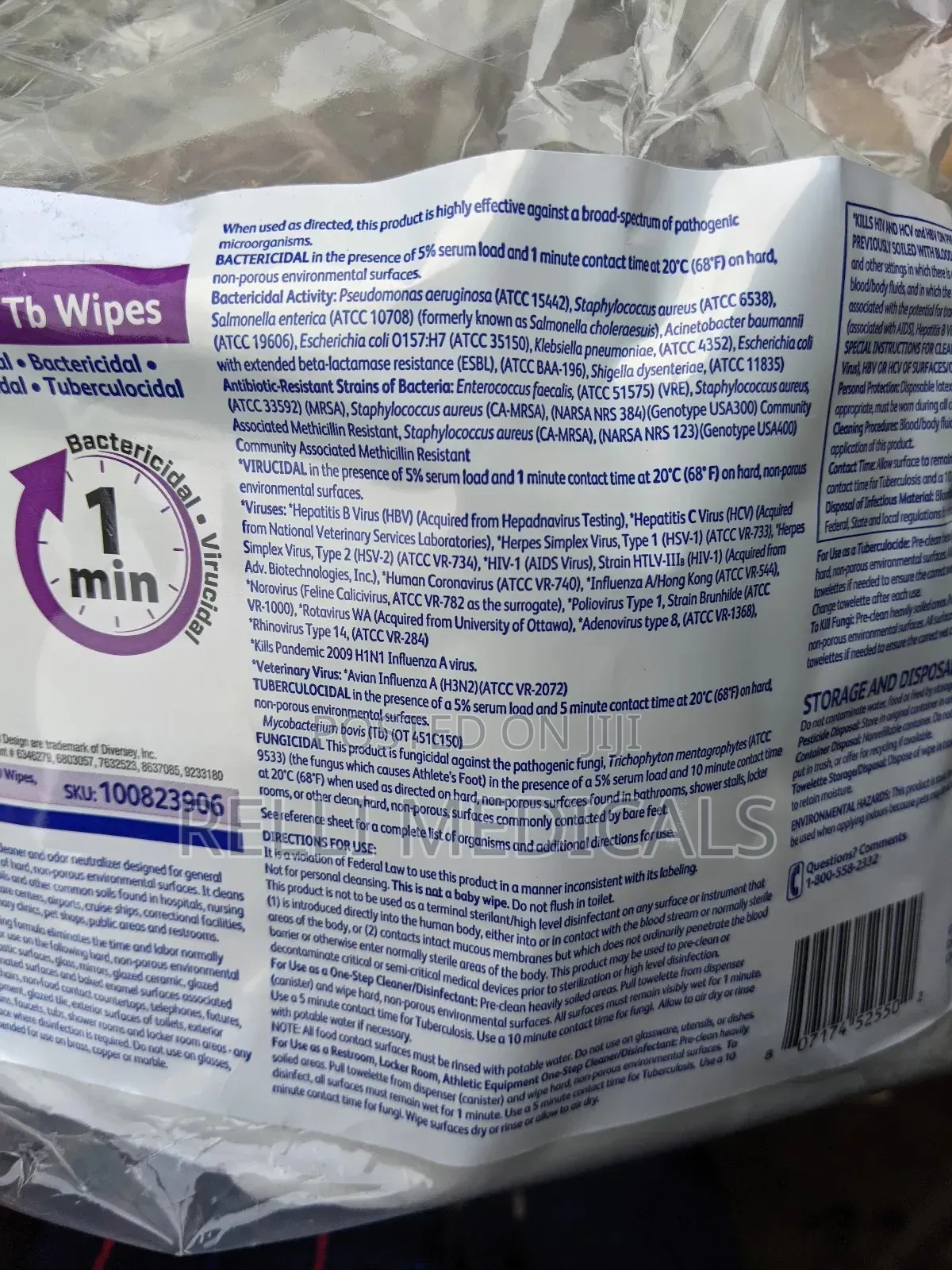 Anti Bacterial/Fungcidal/Tuberculocidal Wipes