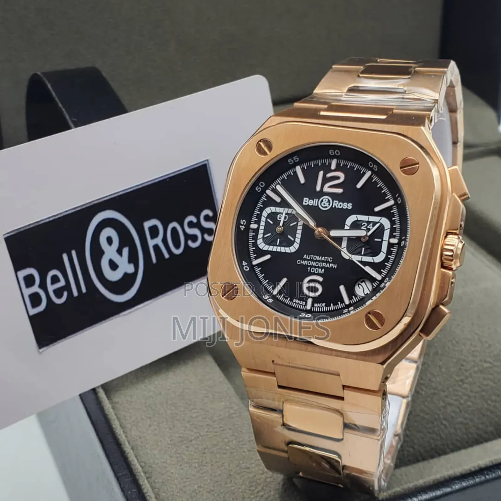 Bell Ross Style Men's Watch -Metal Strap,Battery Powered Chronograph