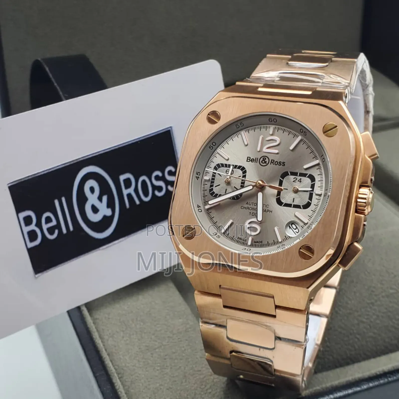 Bell Ross Style Men's Watch -Metal Strap,Battery Powered Chronograph