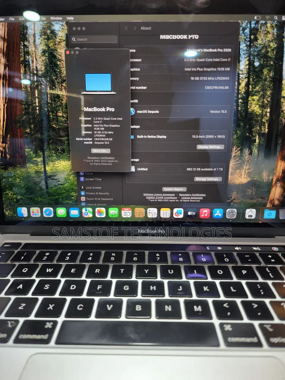 Laptop Apple MacBook Pro 2020 16GB Intel Core i7 SSD 1T