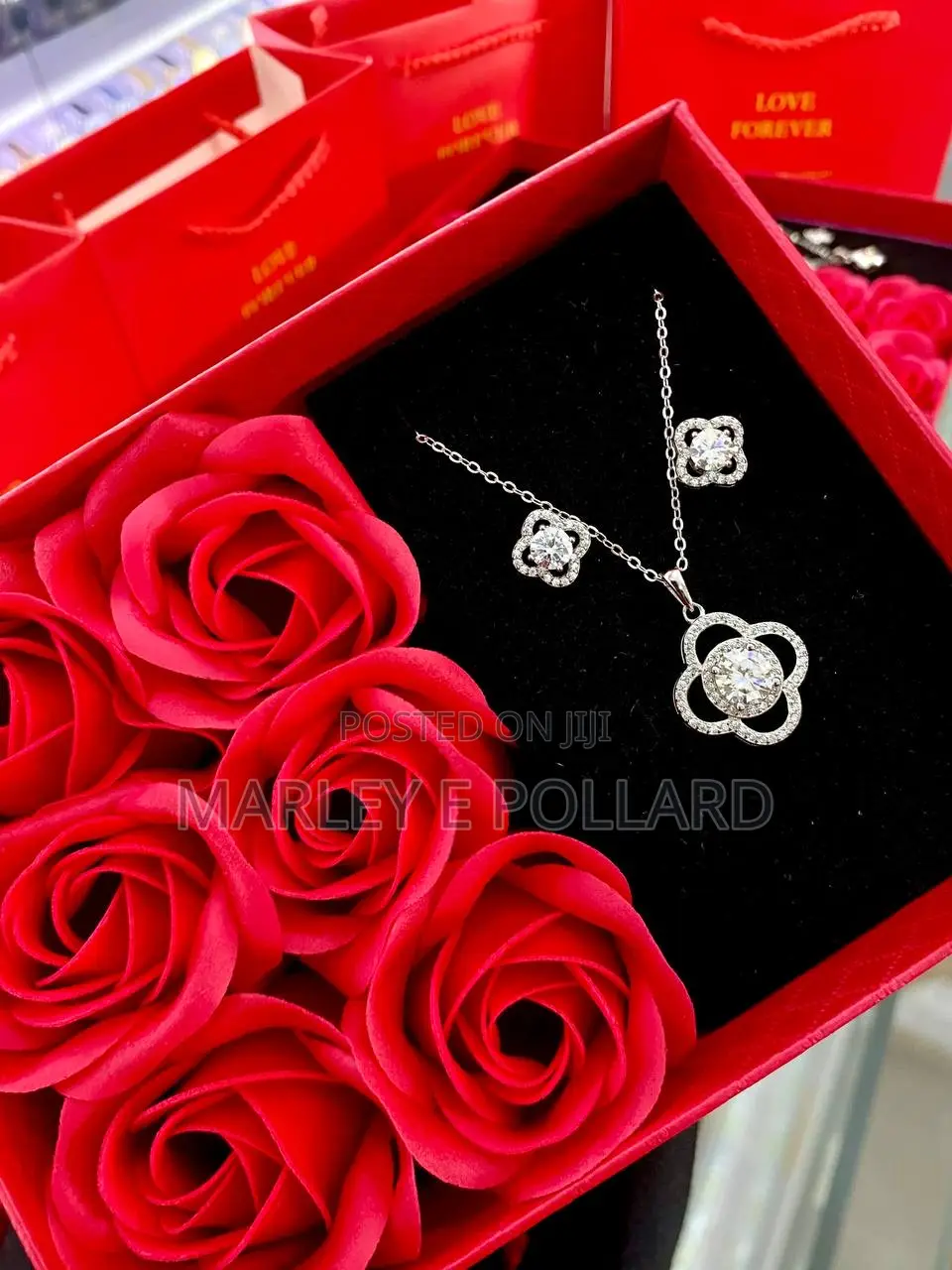 VVS Moissanite Sterling Silver Earring Necklace Combo