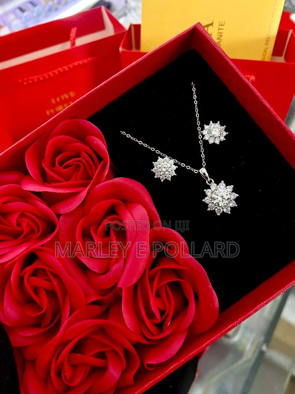 VVS Moissanite Sterling Silver Earring Necklace Combo