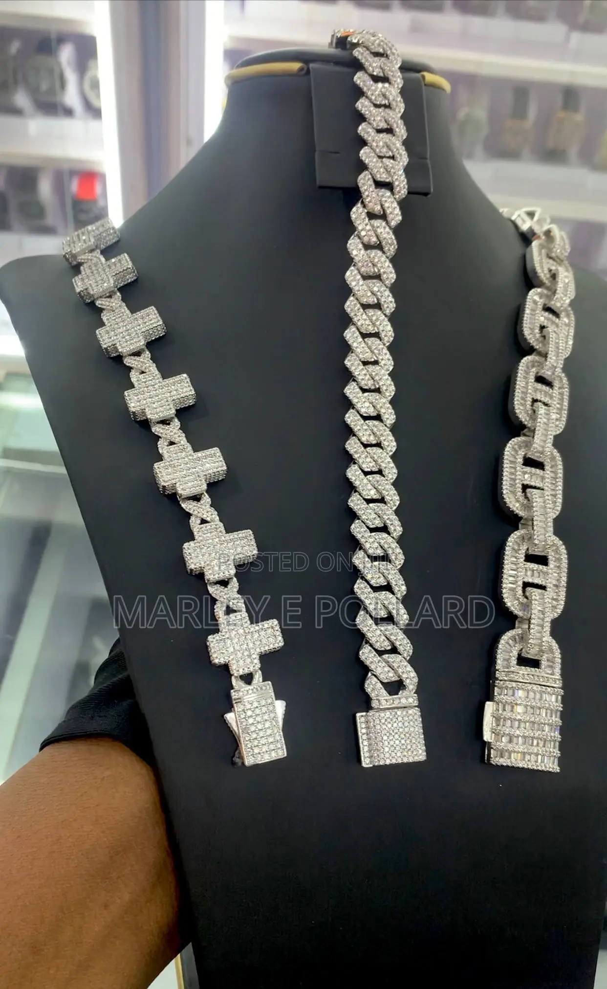 Cubic Zirconia Cross Cuban Bracelet