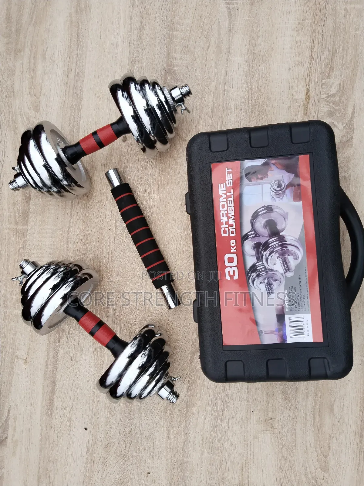 2-in-1 Multi Purpose Pairs of 15kg Chrome Adjustable Dumbbell .