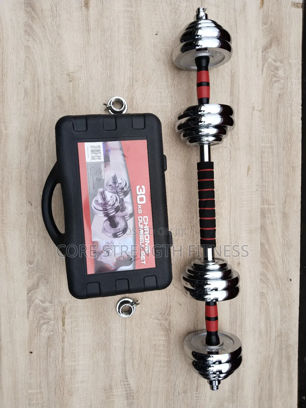 2-in-1 Multi Purpose Pairs of 15kg Chrome Adjustable Dumbbell .
