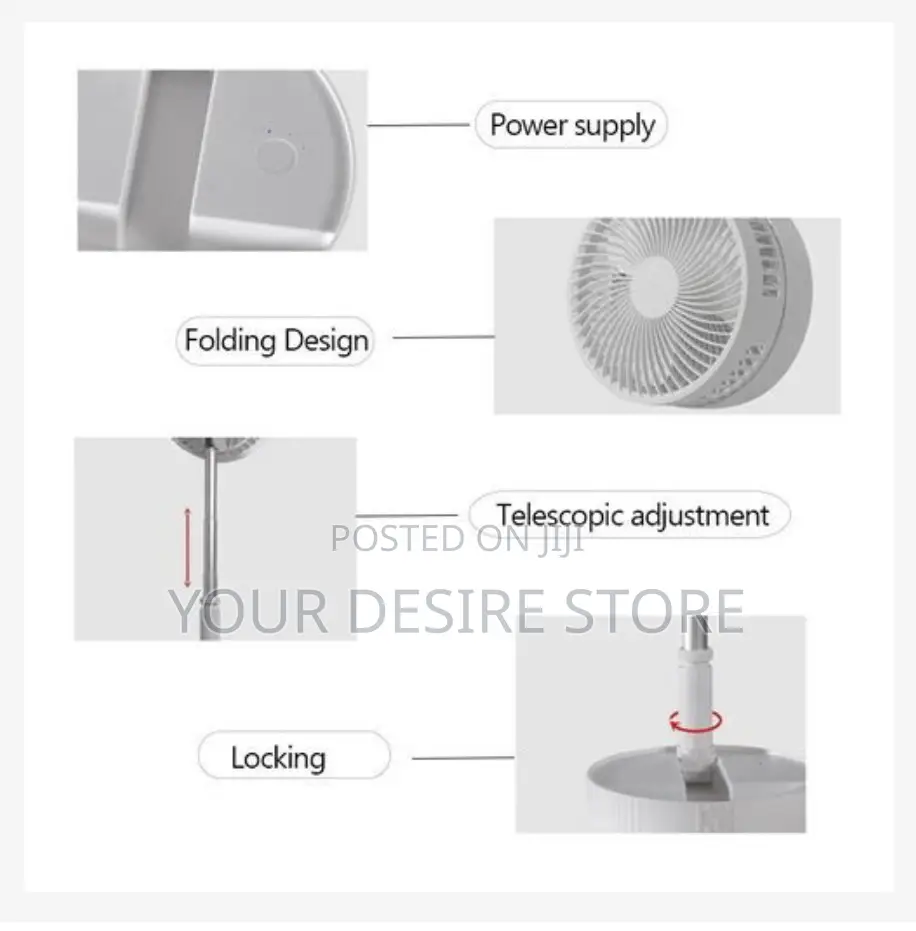 7200mah Table Usb Standing Fan Portable Foldable Rechargeable Fan
