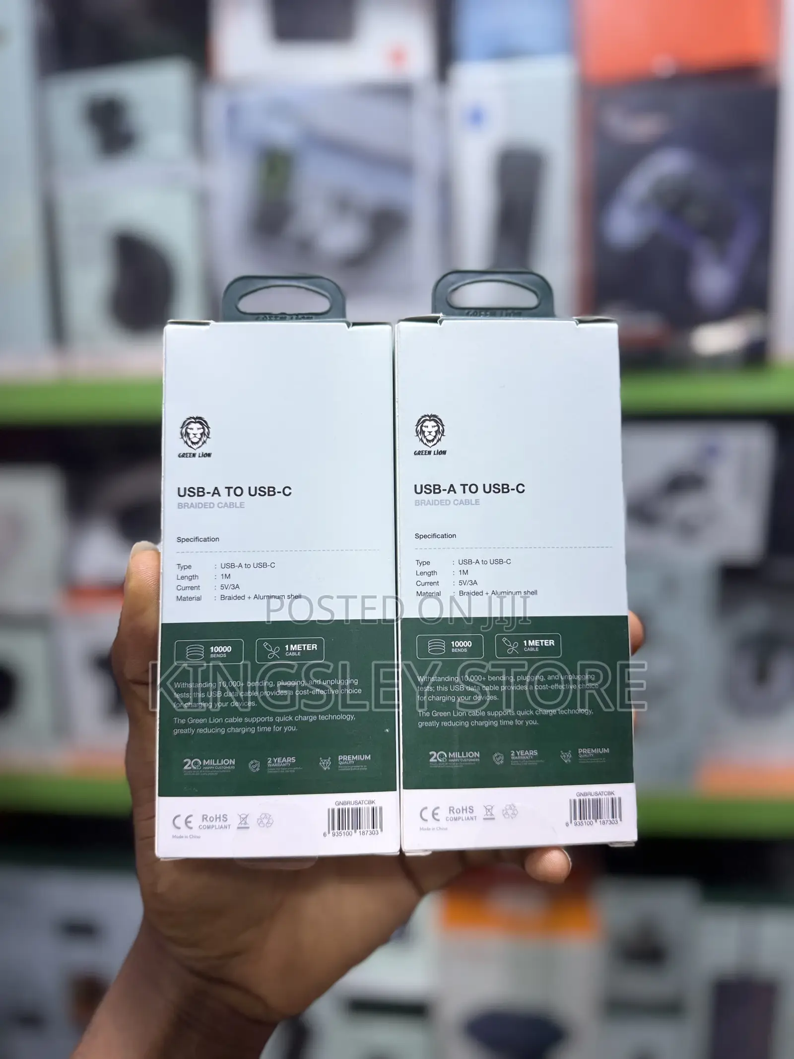 Green Lion Usb-a to Type-C 15w Braided Cable - Black