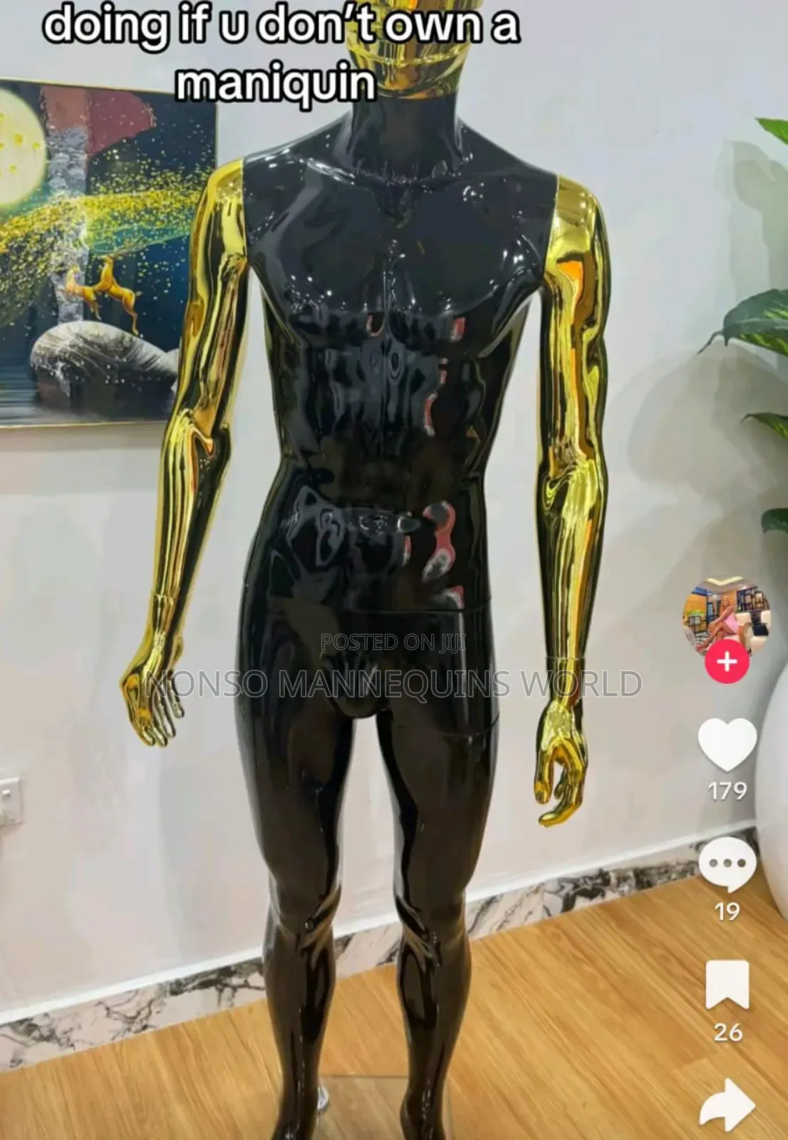 Faceless Black And Gold Male. Mannequin