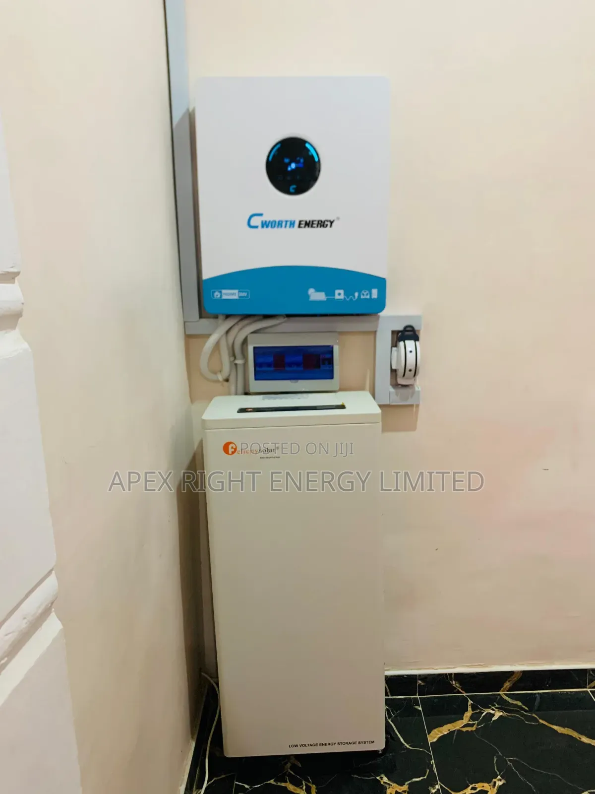 12kva Cworth Hybrid Setup+15kwh Lithium F.L.A+12pcs-650w Jinko Panels
