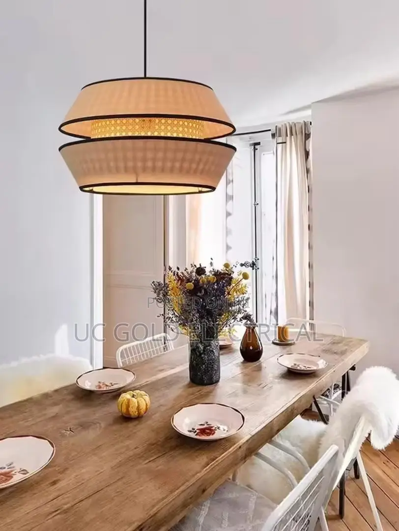 Retro Rattan Pendant Light Hand-Woven Chandelier Forliving Roombedroom