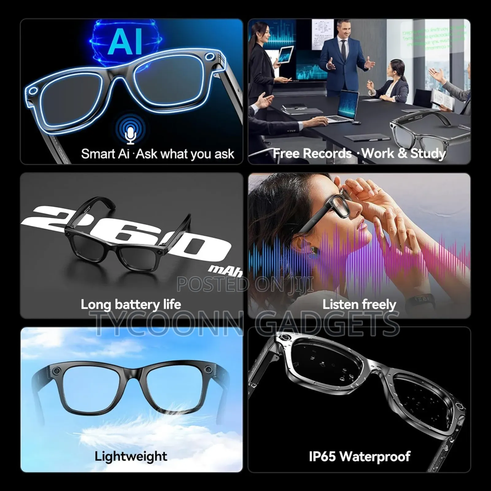 Ai Smart Glasses With Hd Camera and Bluetooth - Ai Noise-Canceling