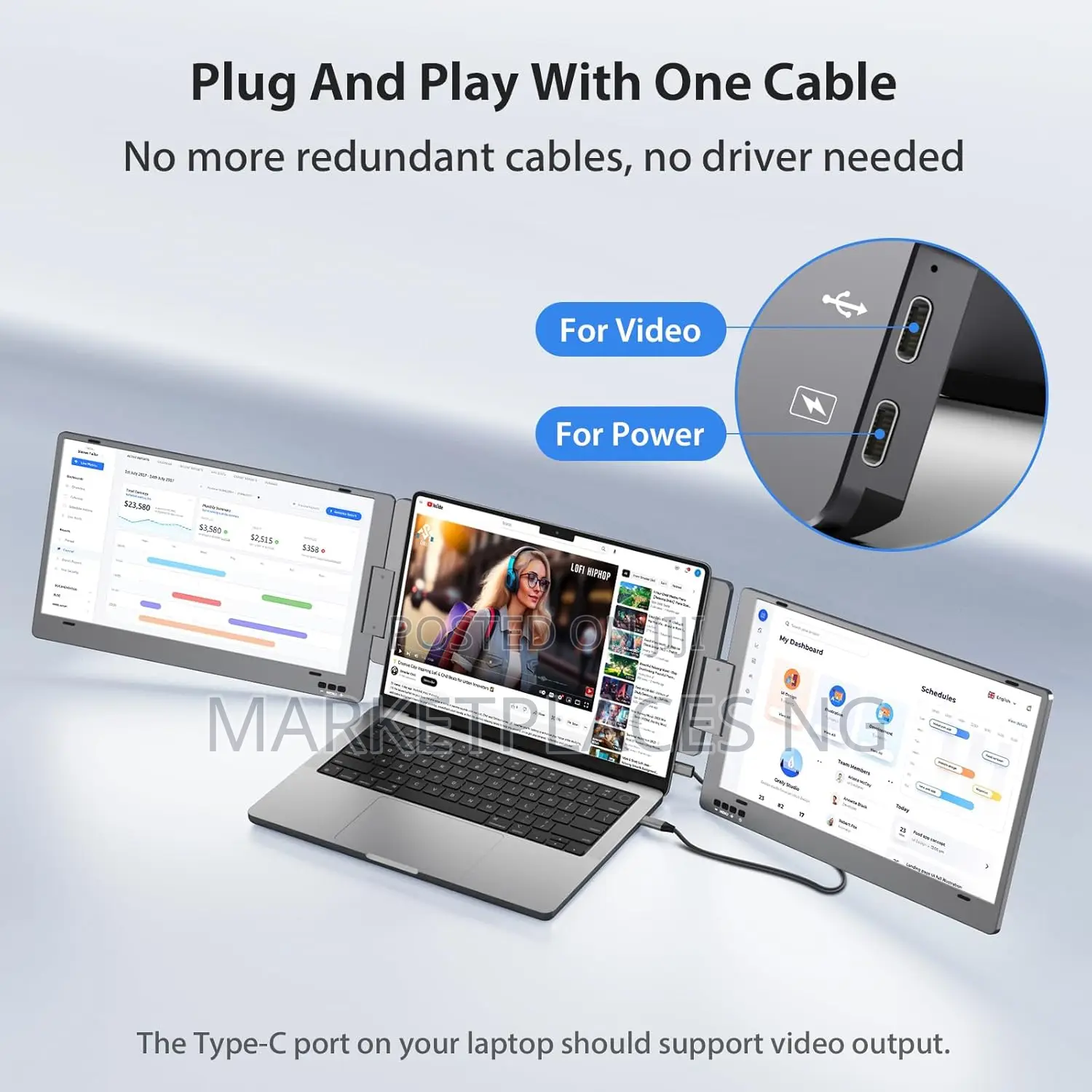 Kyy X90 Triple Laptop Screen Extender – Dual 14′′ FHD Ips, Usb-C