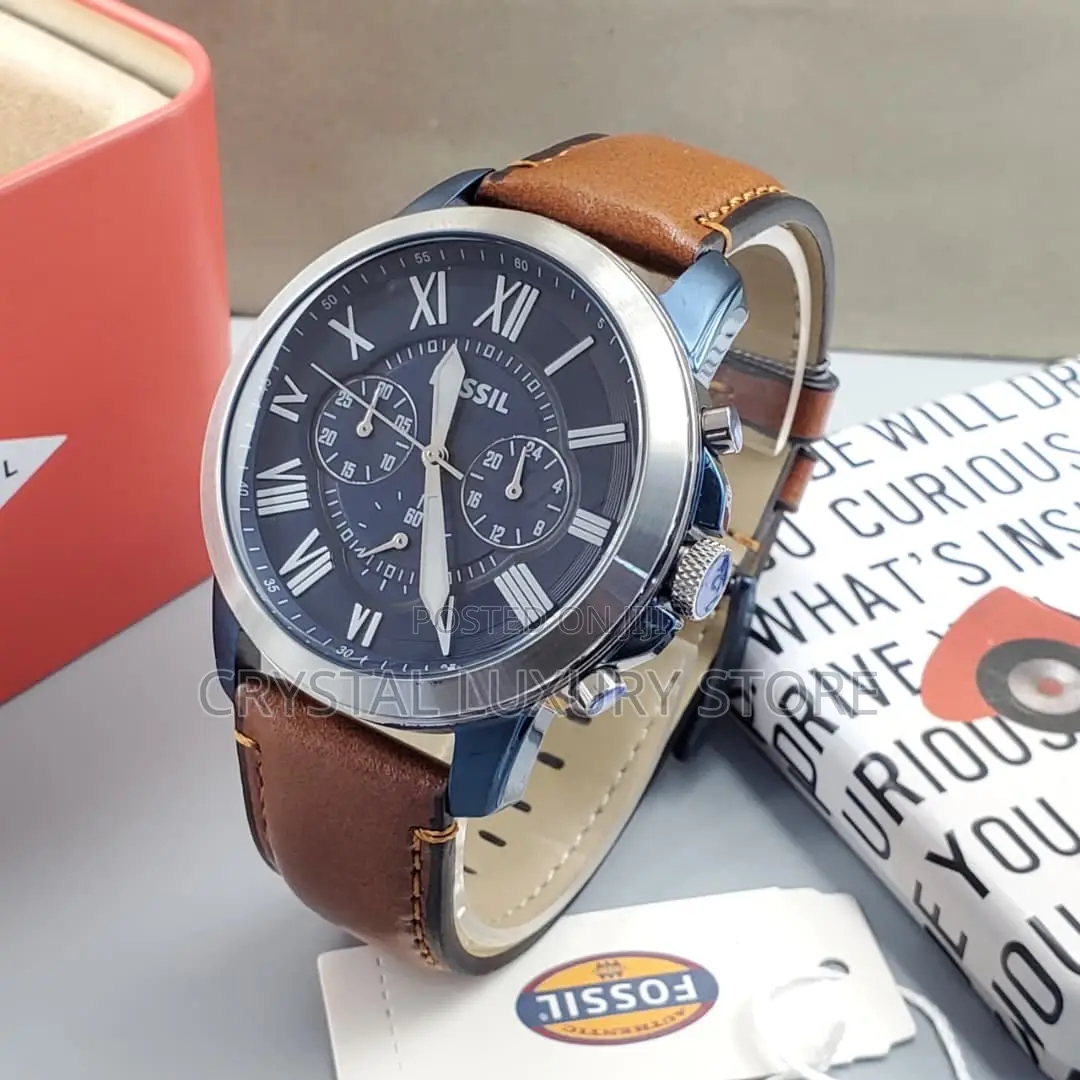 Fossil Quality Luxury Men Genuine Leather Wristwatch