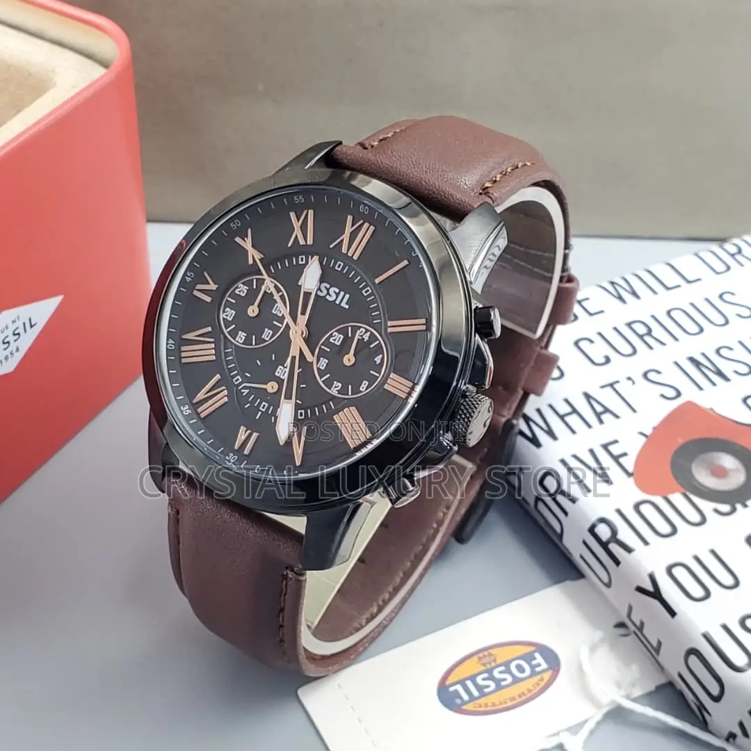 Fossil Quality Luxury Men Genuine Leather Wristwatch