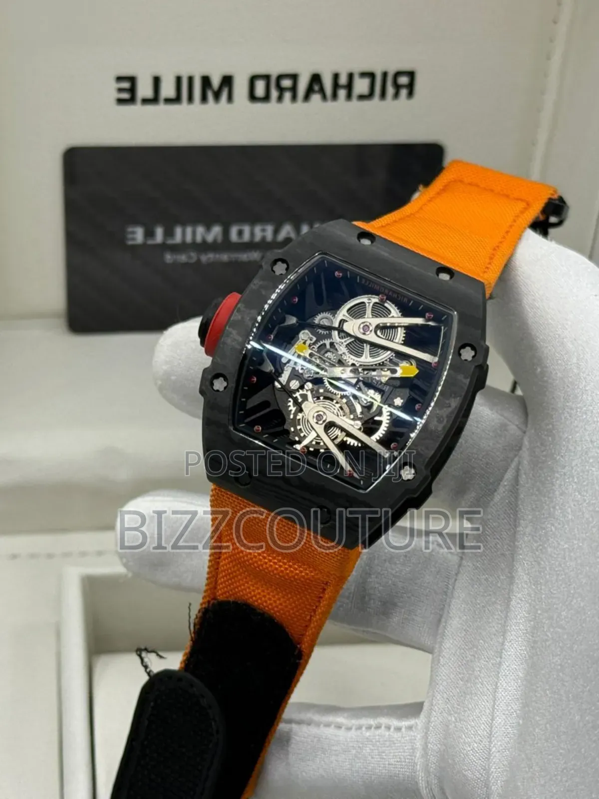Original Richard Mille Orange Faux Leather Strap, Mechanical Watch
