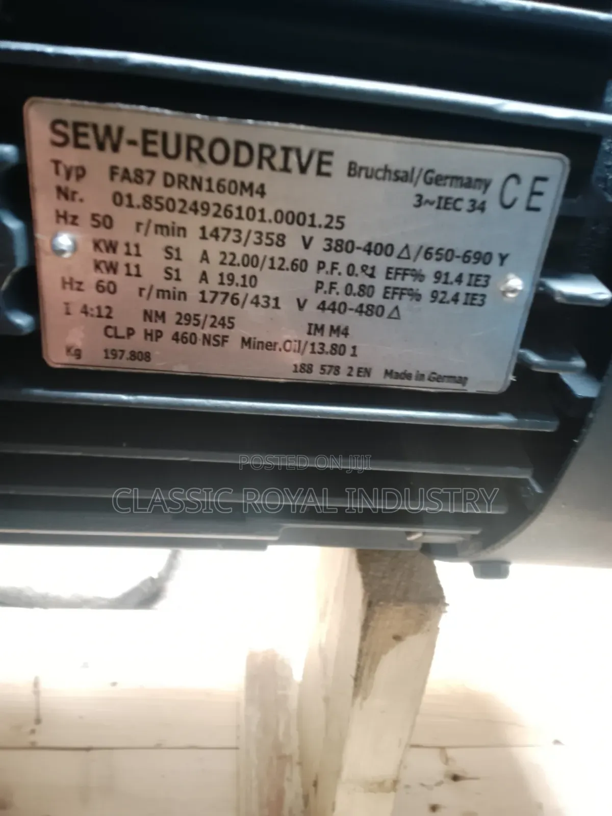 Sew Eurodrive Gear Motor 11kw 15hp 60mm Shaft Size