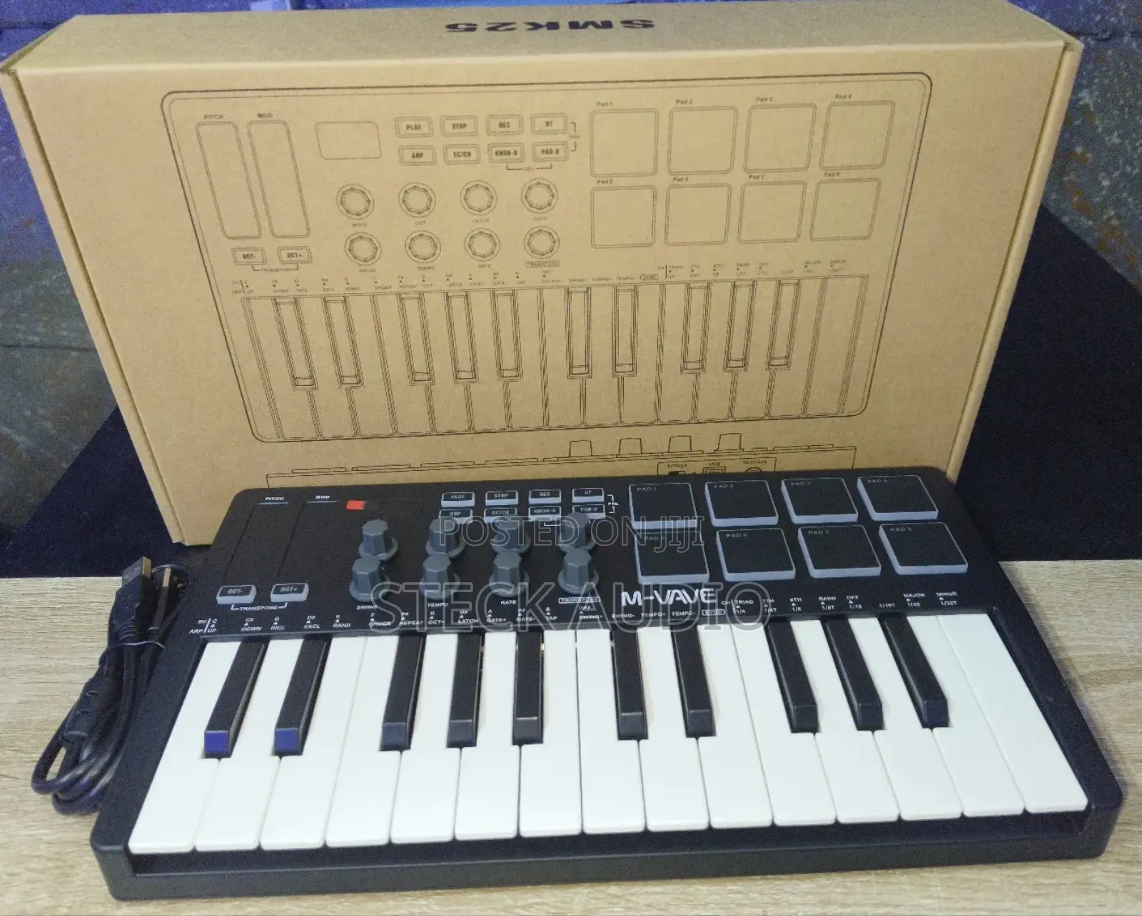 M- Vave Midi Keyboard Smk25 Two Octave Studio Keyboard With Pad