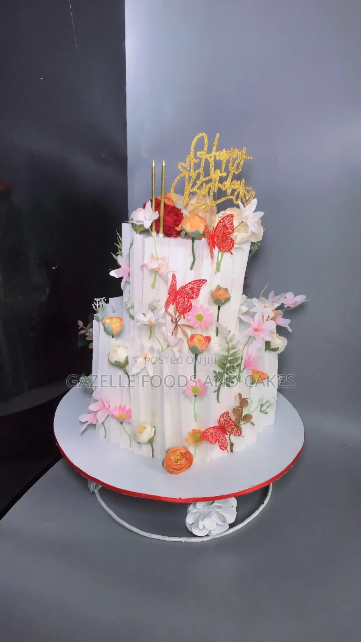 Floral Themed 2 Tier Cake With Flavors of Choice
