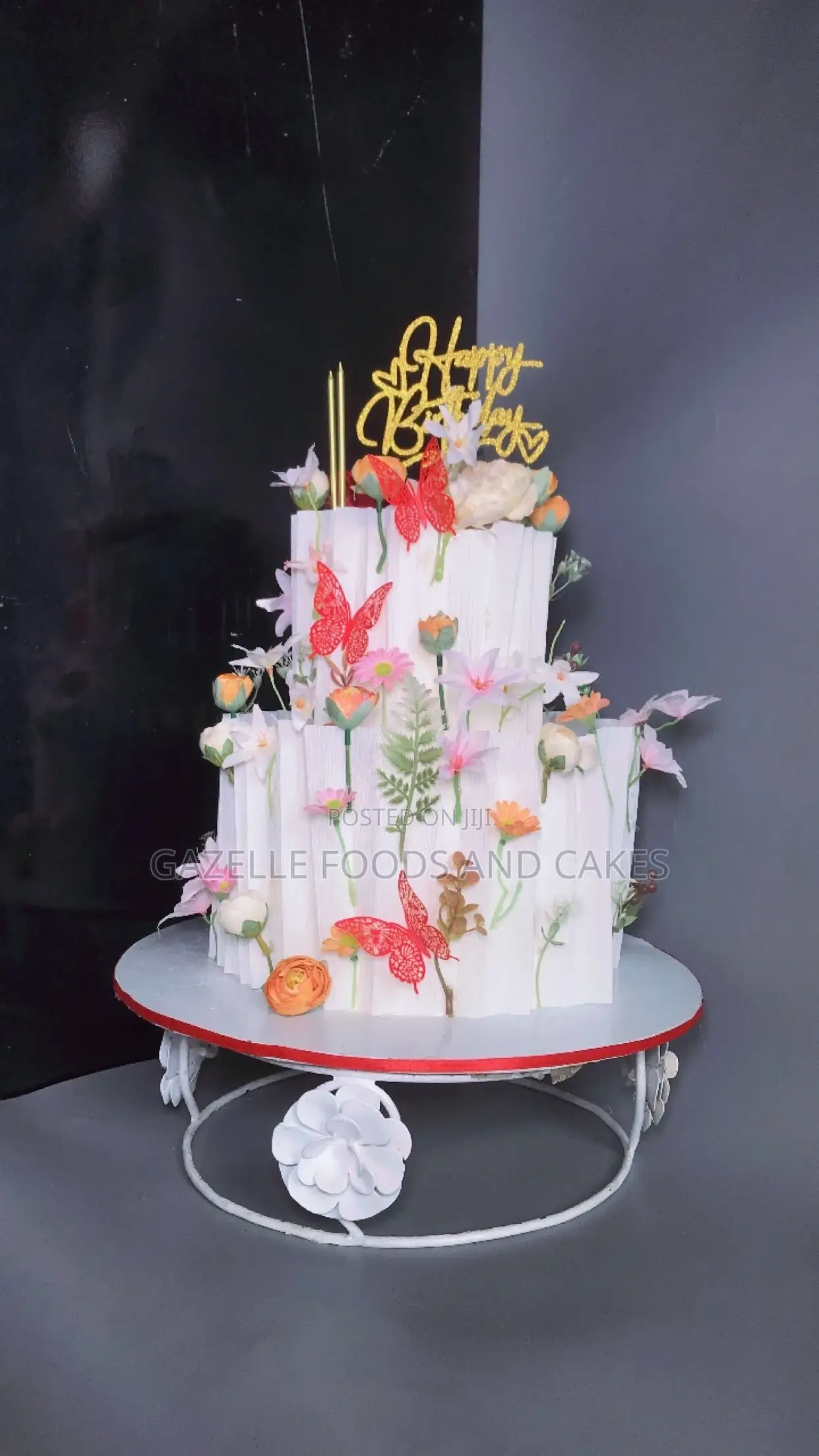Floral Themed 2 Tier Cake With Flavors of Choice