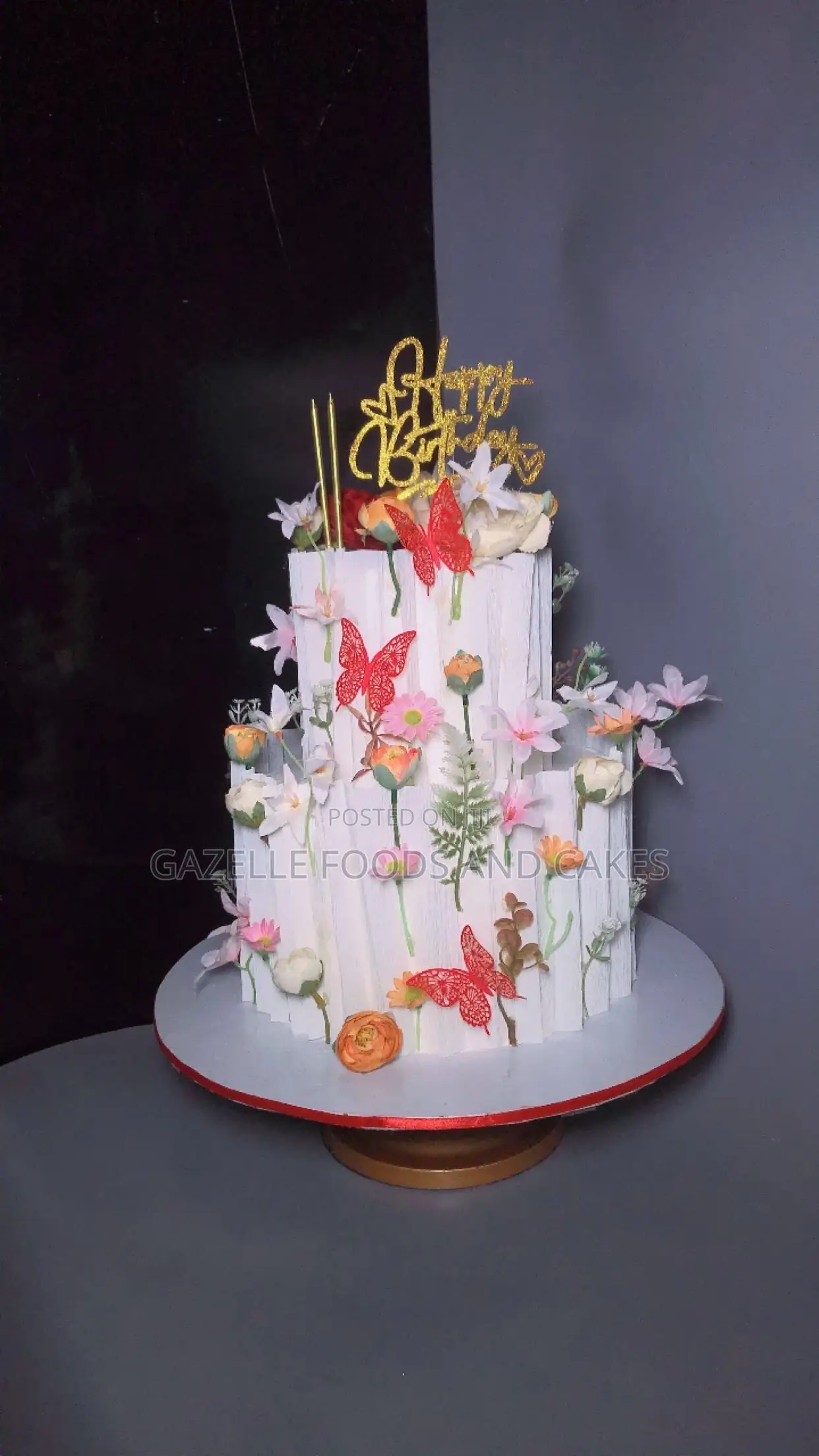 Floral Themed 2 Tier Cake With Flavors of Choice