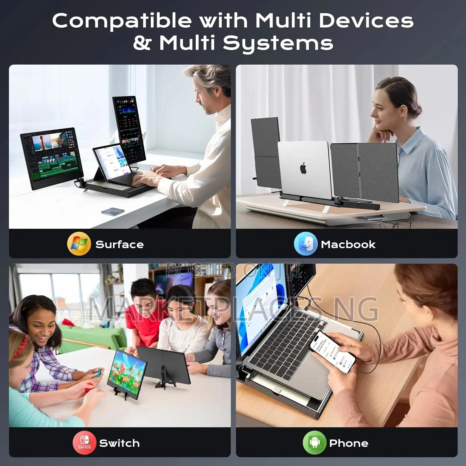 Kwumsy F3 14′′ Triple Laptop Monitor – Dual FHD Ips, 360° Rotation