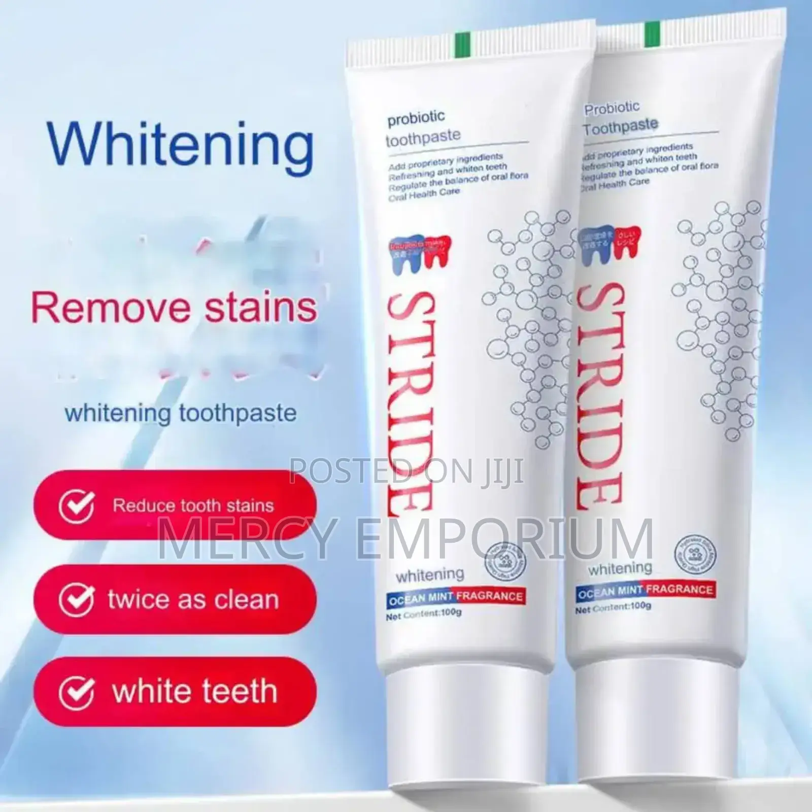Stride Toothpaste. Teeth Whitening ,Stain, Bad Breath Calculus Removal