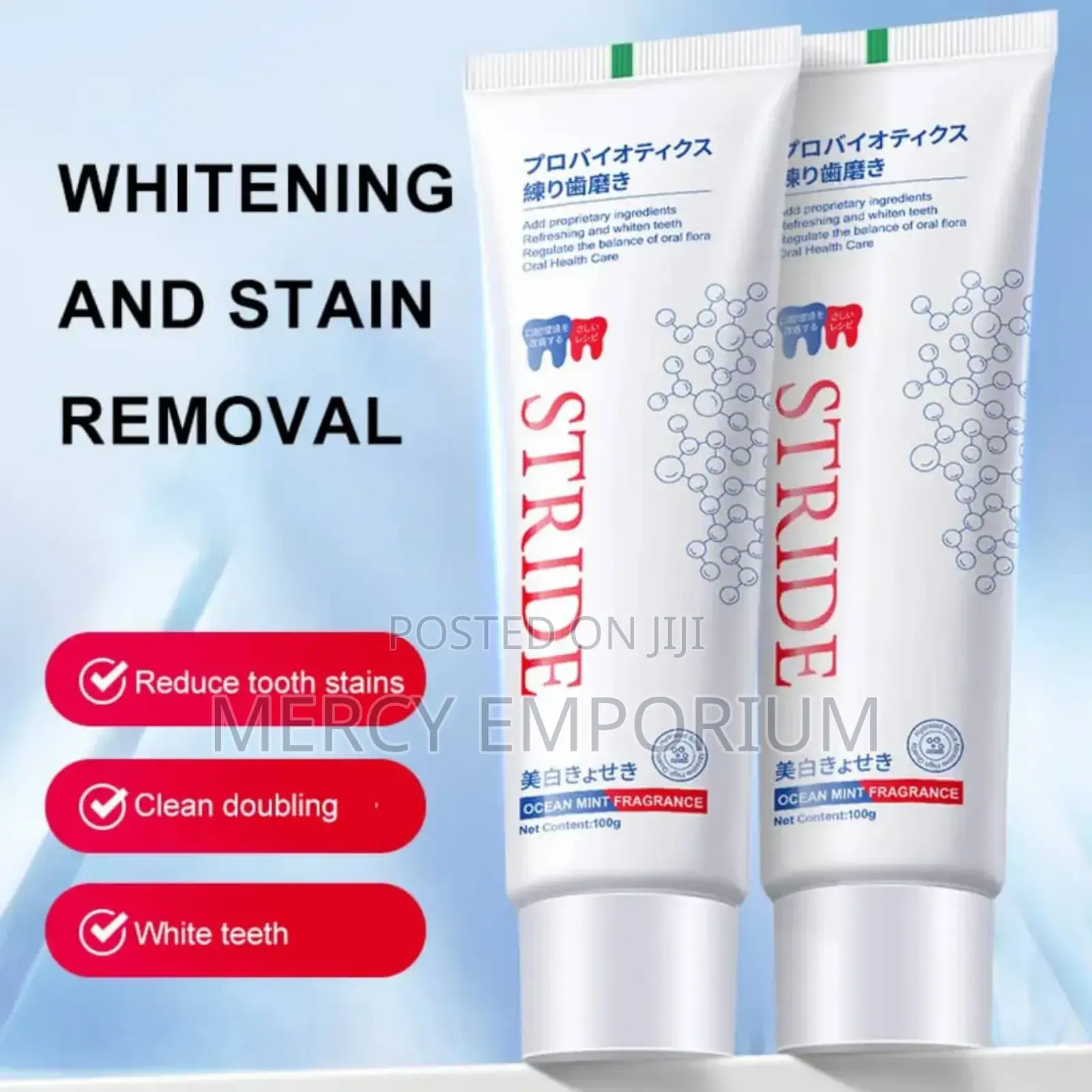 Stride Toothpaste. Teeth Whitening ,Stain, Bad Breath Calculus Removal