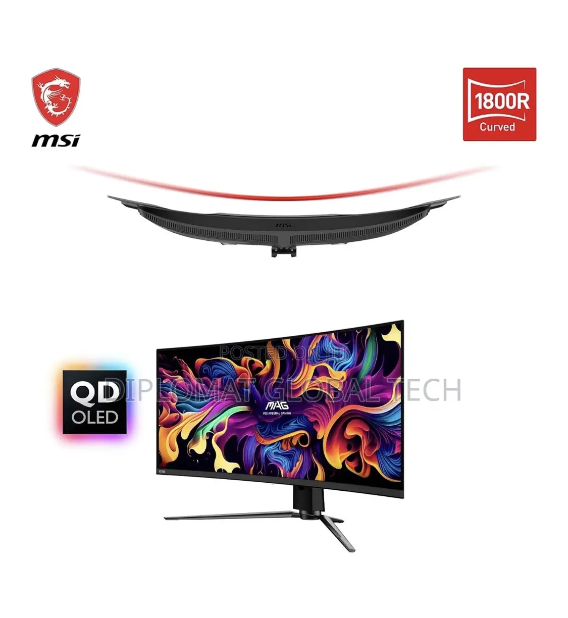 Msi Mag 341cqp Qd-Oled 34 Inch Uwqhd Curved Gaming Monitor - 1800r, 34