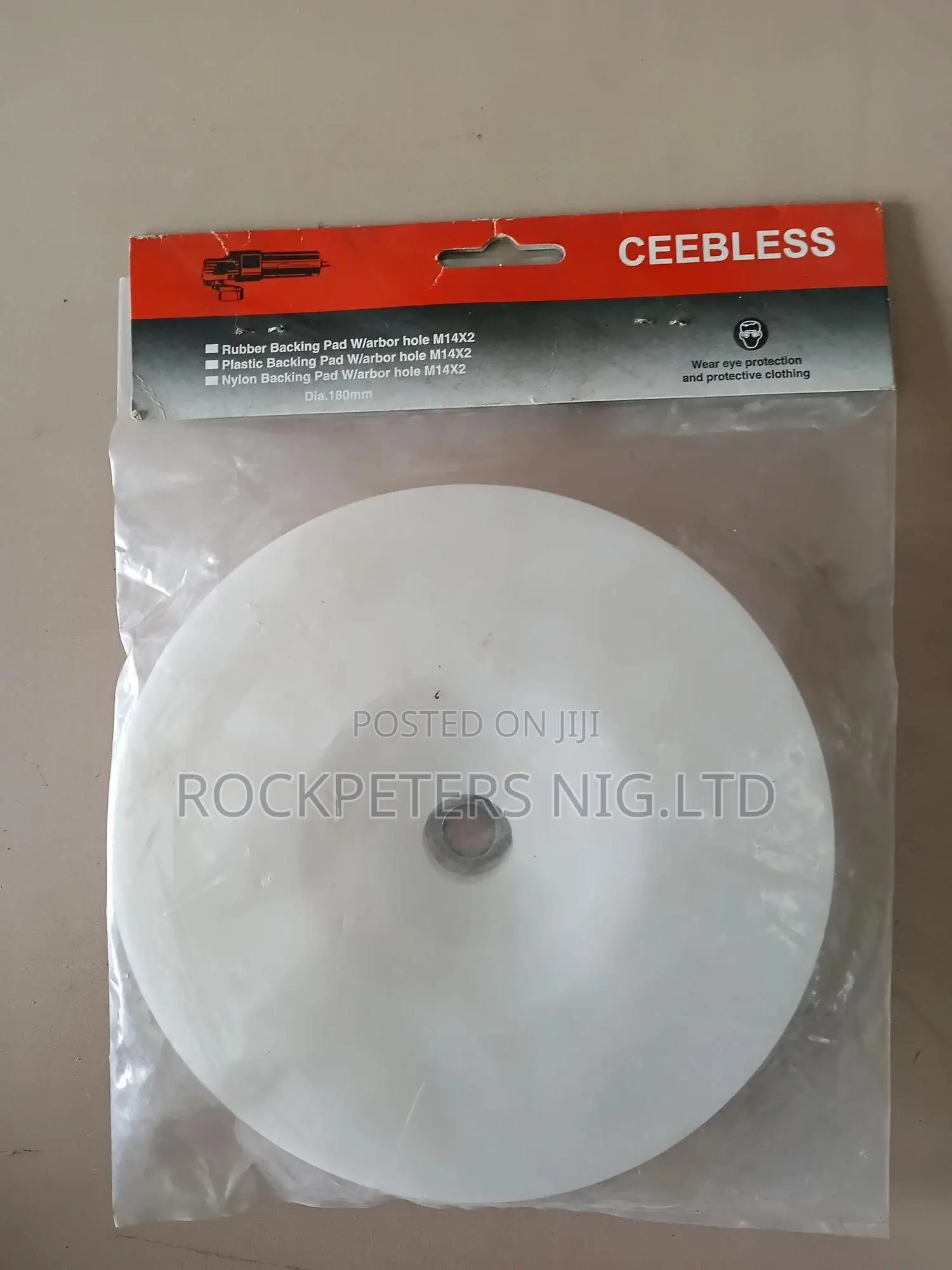 M14x2 180mm(7") Rubber Backing Pad W/Arbor Hole