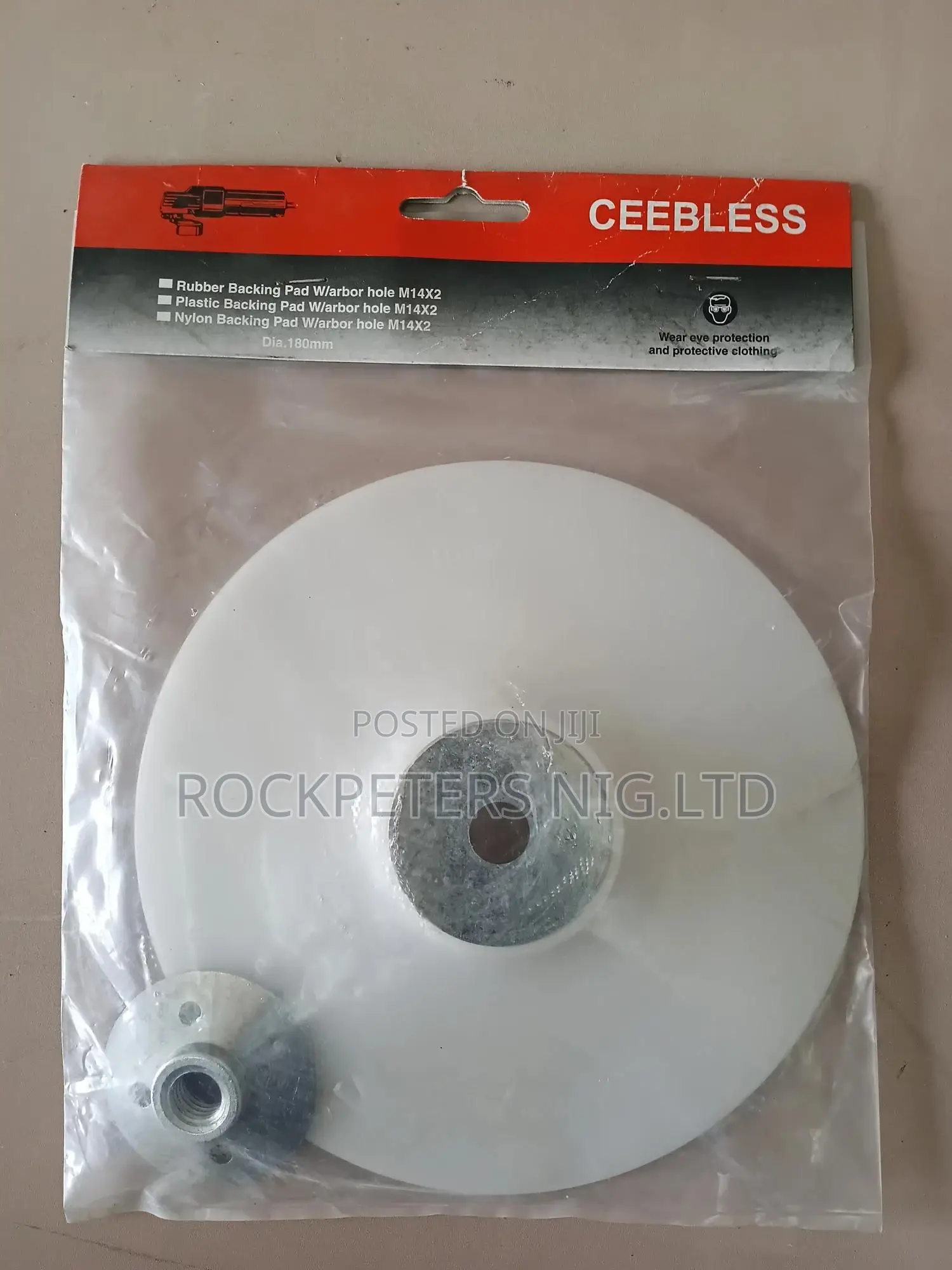 M14x2 180mm(7") Rubber Backing Pad W/Arbor Hole