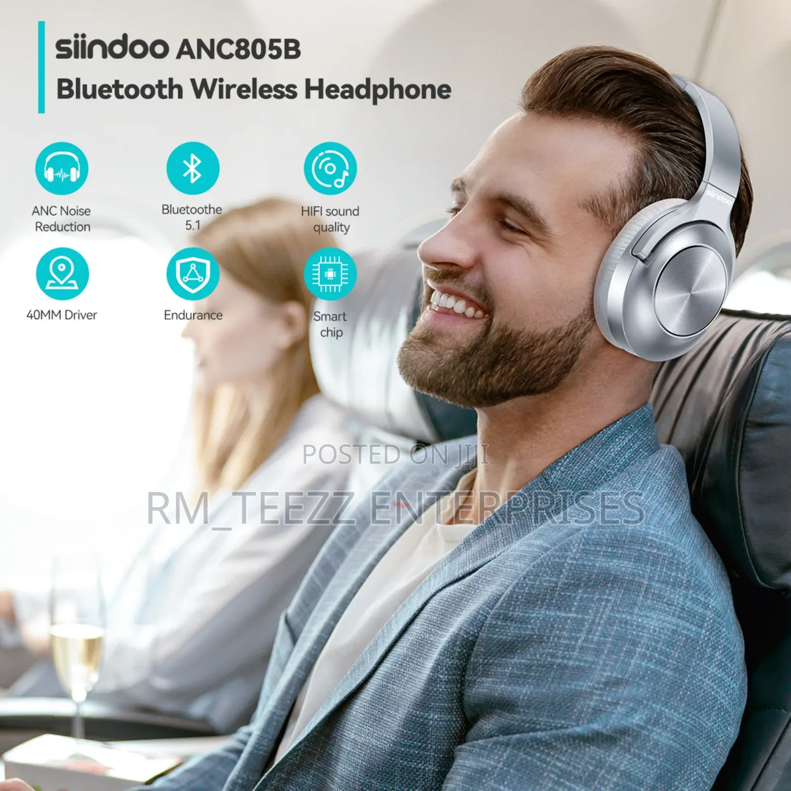 Siindoo Anc805b Active Noise Cancelling Wireless Headphones With Case