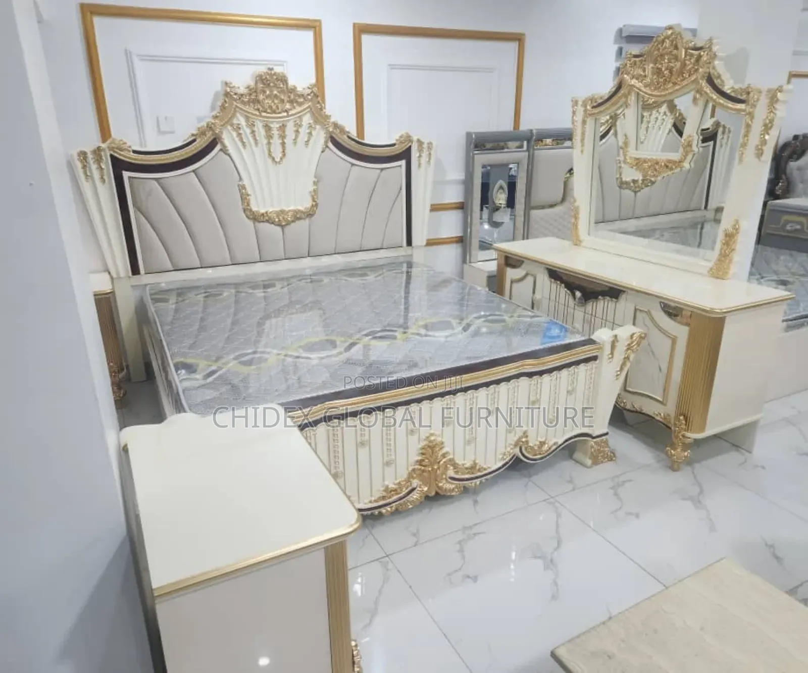 Executive Royal Turkish Bed With Dressing Mirror and Two Side Drawers