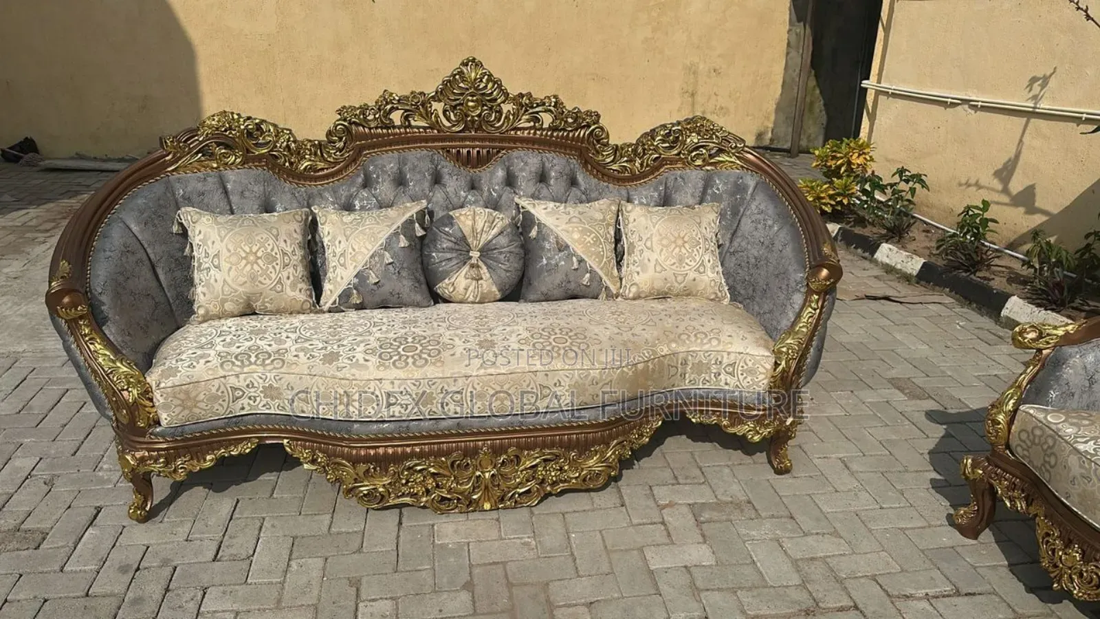 Royal Turkish Sofa Chair With Center Table and Stools