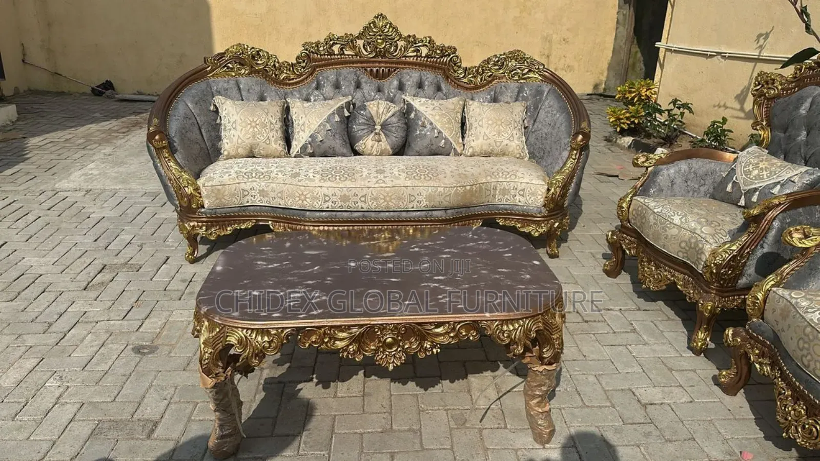 Royal Turkish Sofa Chair With Center Table and Stools