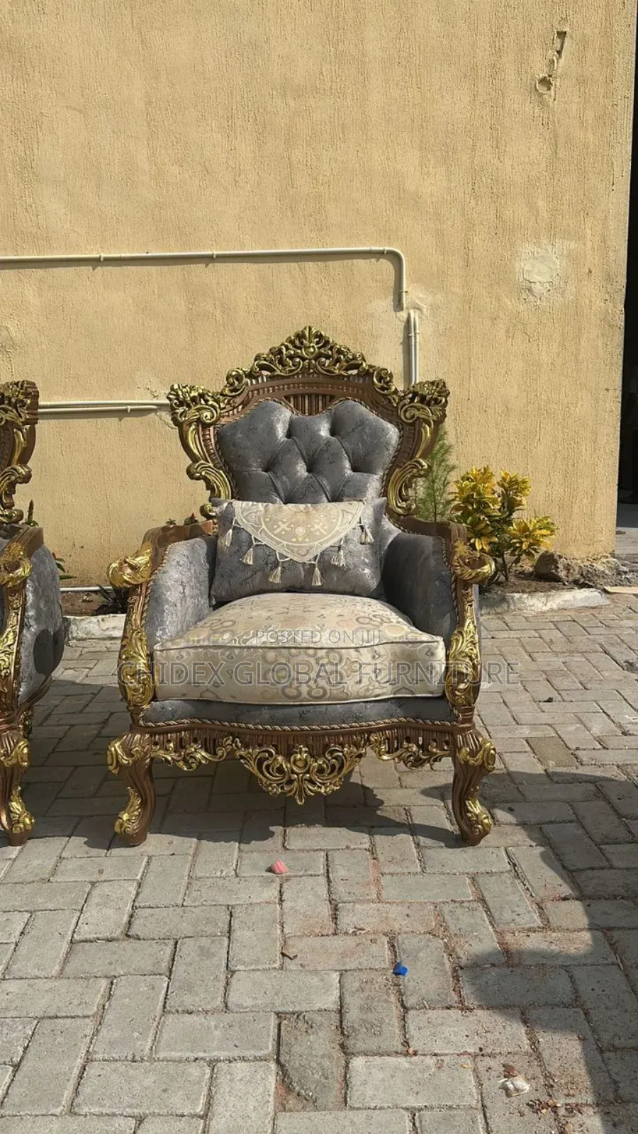 Royal Turkish Sofa Chair With Center Table and Stools