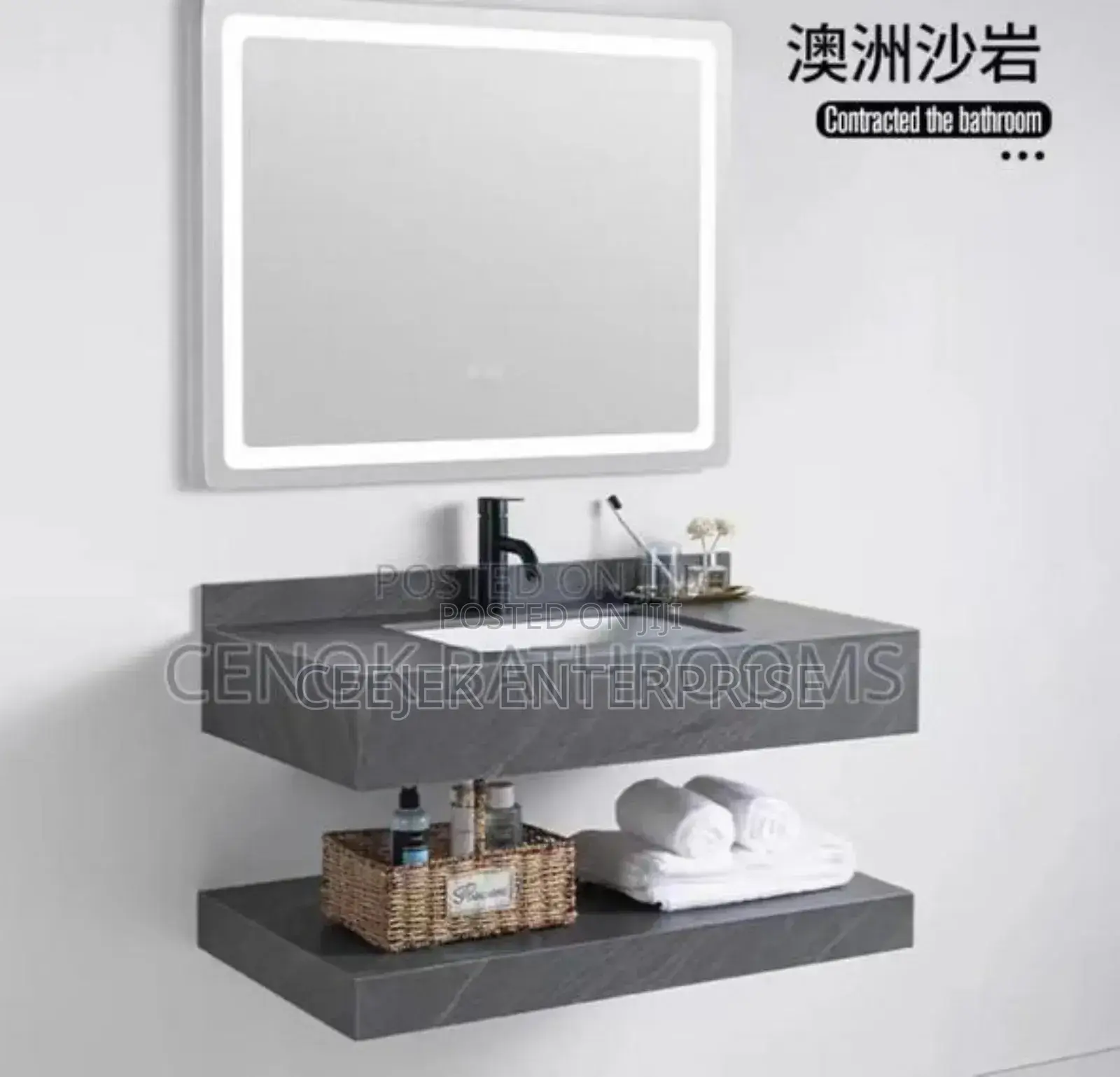 Marble Wall Hung Basin With Mirrow