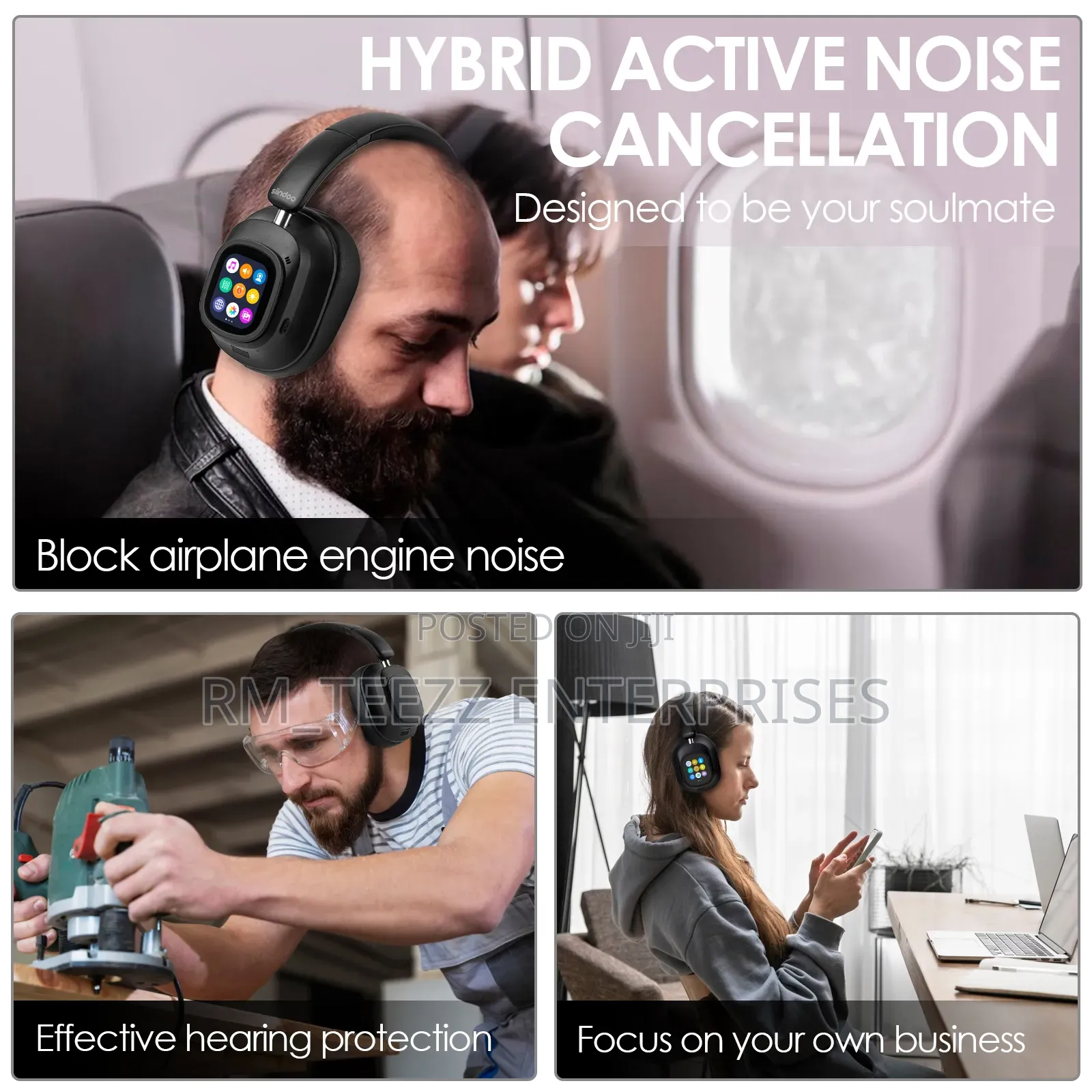 Siindoo Jh-anc930plus Hybrid Anc Headphones With Touch Screen Control
