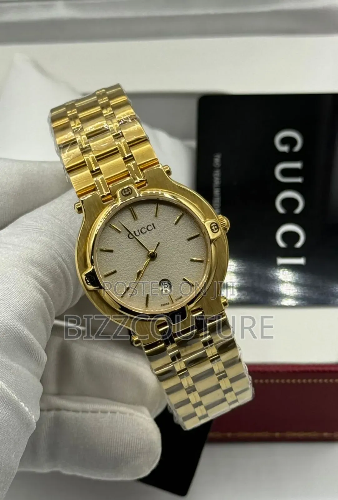 Original Gucci Gold Stainless Steel Strap, Calendar Watch