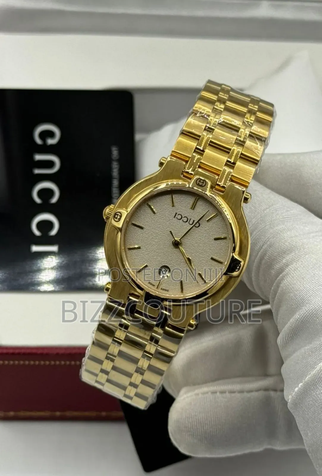 Original Gucci Gold Stainless Steel Strap, Calendar Watch