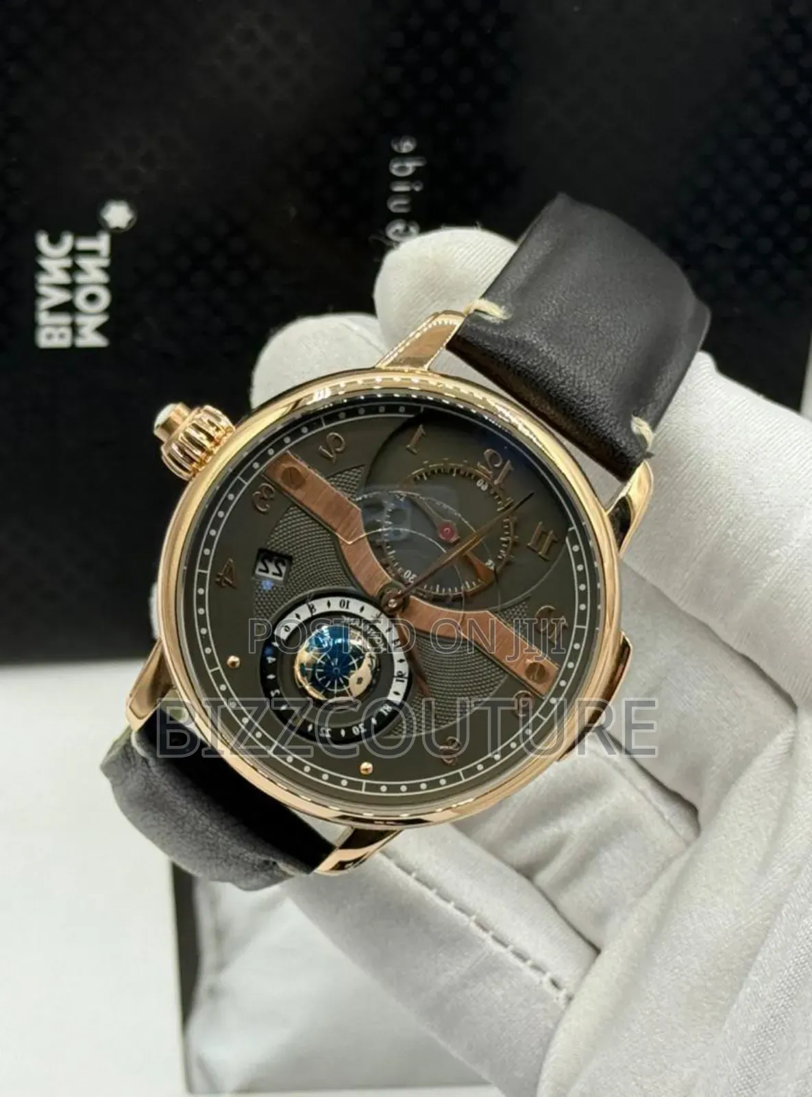 Original Mont Blanc Black Leather Strap, Quartz Watch