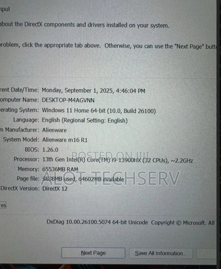 Laptop Dell Alienware M16 R1 64GB Intel Core I9 SSD 1T