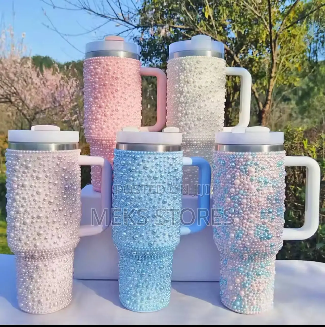 Pearl Bling Tumbler With Straw (Cup)