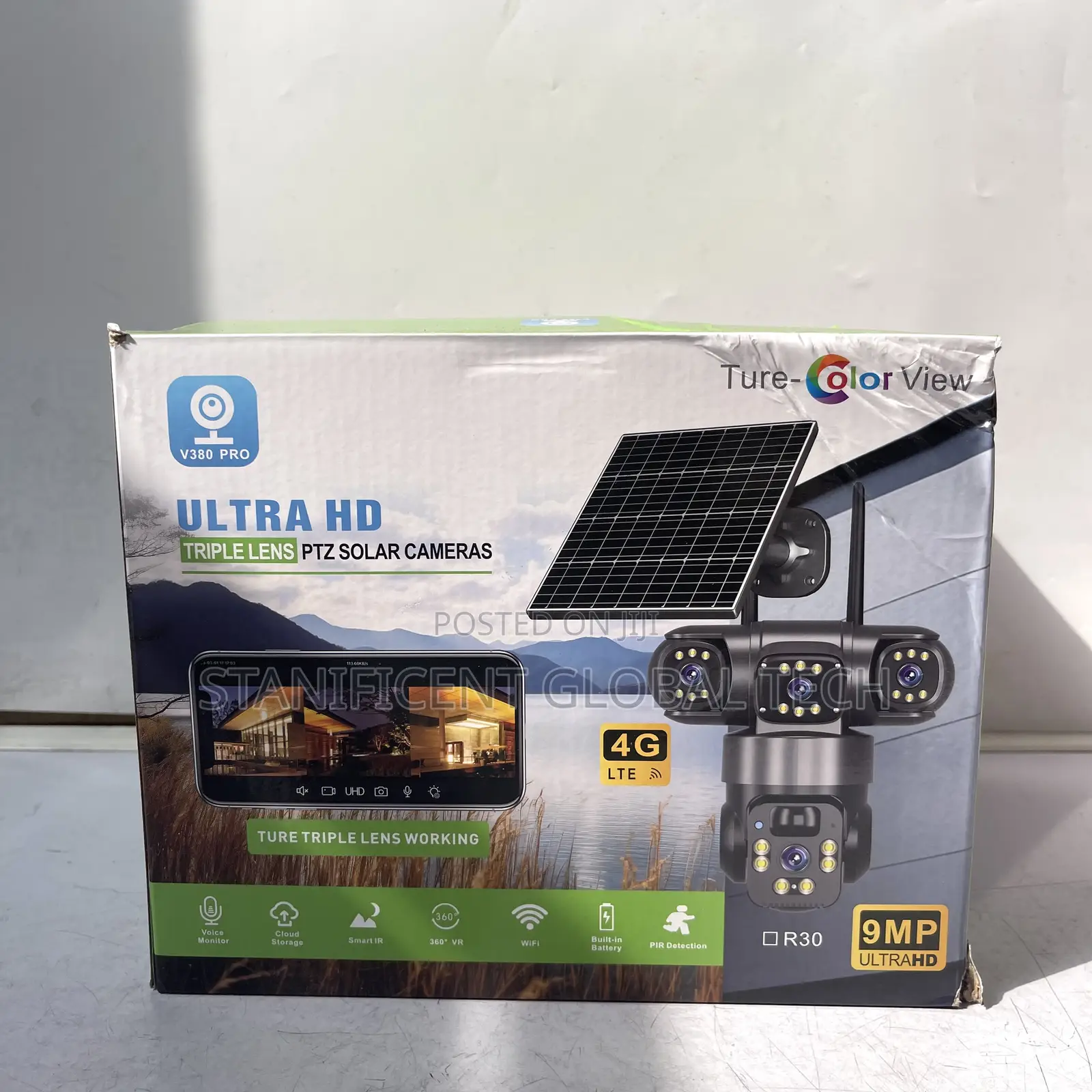 Skyvision 9mp 4g True Triple Lens Solar Ptz Big Outdoor Camera (V380)