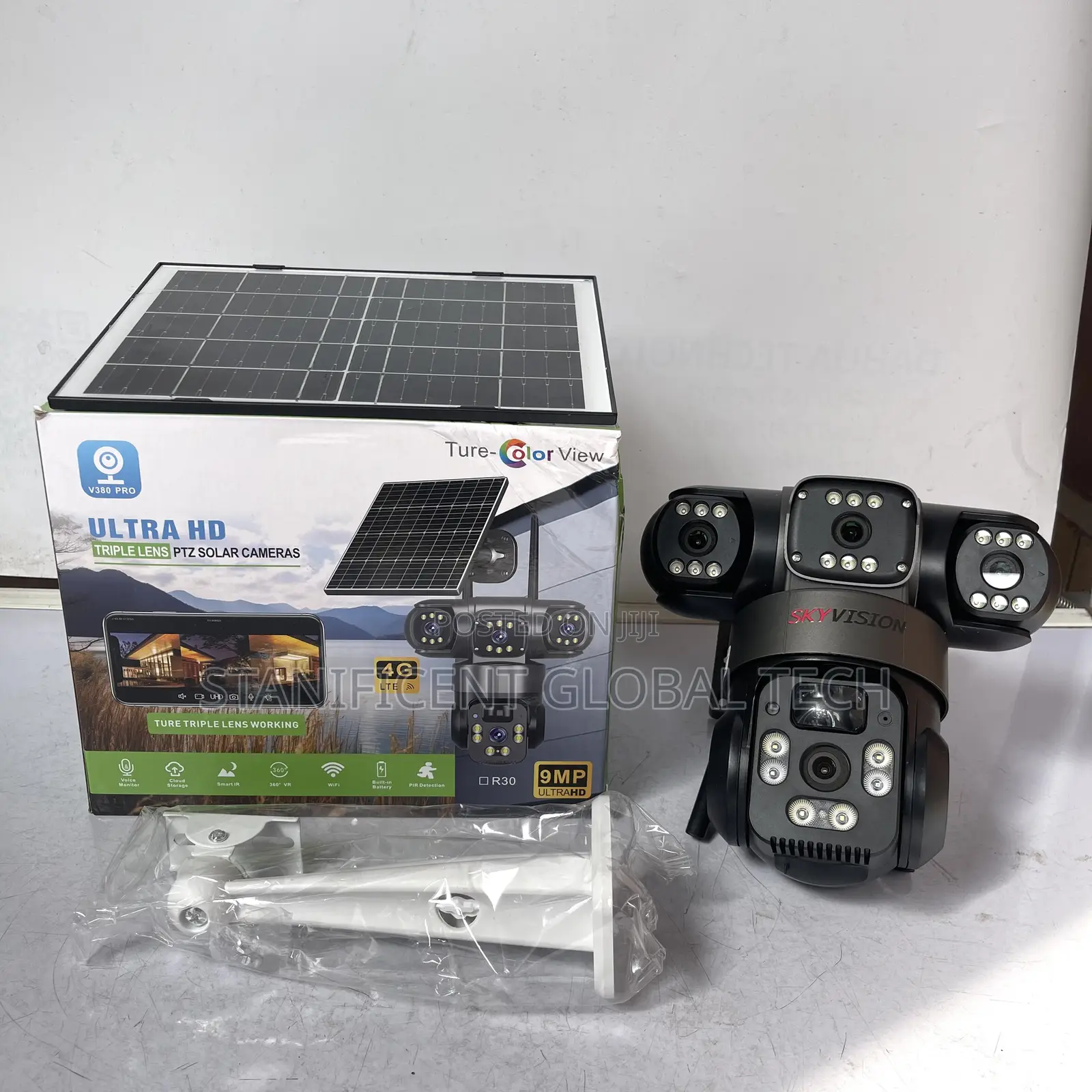 Skyvision 9mp 4g True Triple Lens Solar Ptz Big Outdoor Camera (V380)